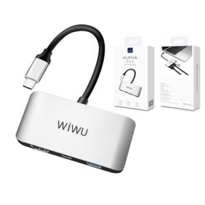 مبدل تایپ سی به اچ دی ام آی، تایپ سی و یو اس بی ویوو WiWU ALPHA 3 IN 1 USB-C HUB C2H